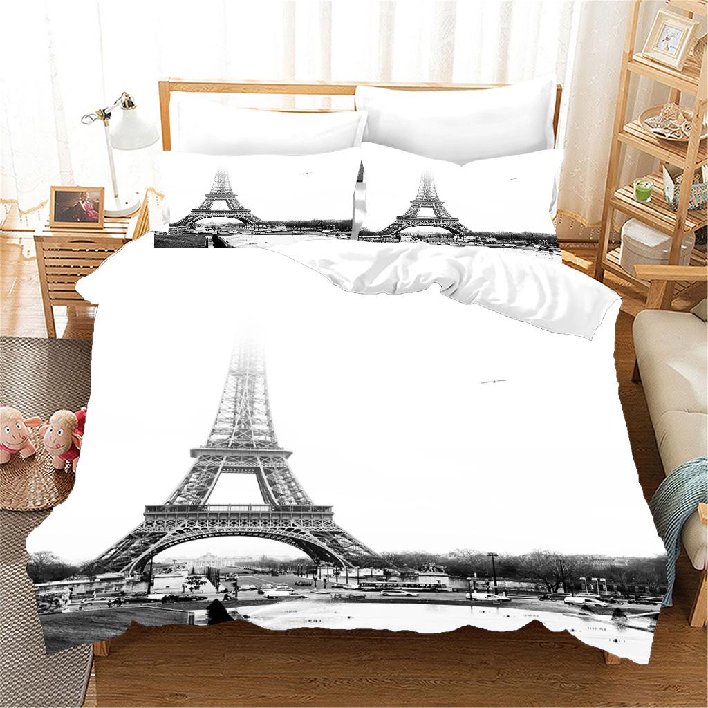 

Розовый вид на город Эйфелева башня Романтический дизайн для пар 3 шт. комплект постельного белья односпальная двуспальная кровать пододеяльник комплект и 2 шт. наволочка 135x200 cm