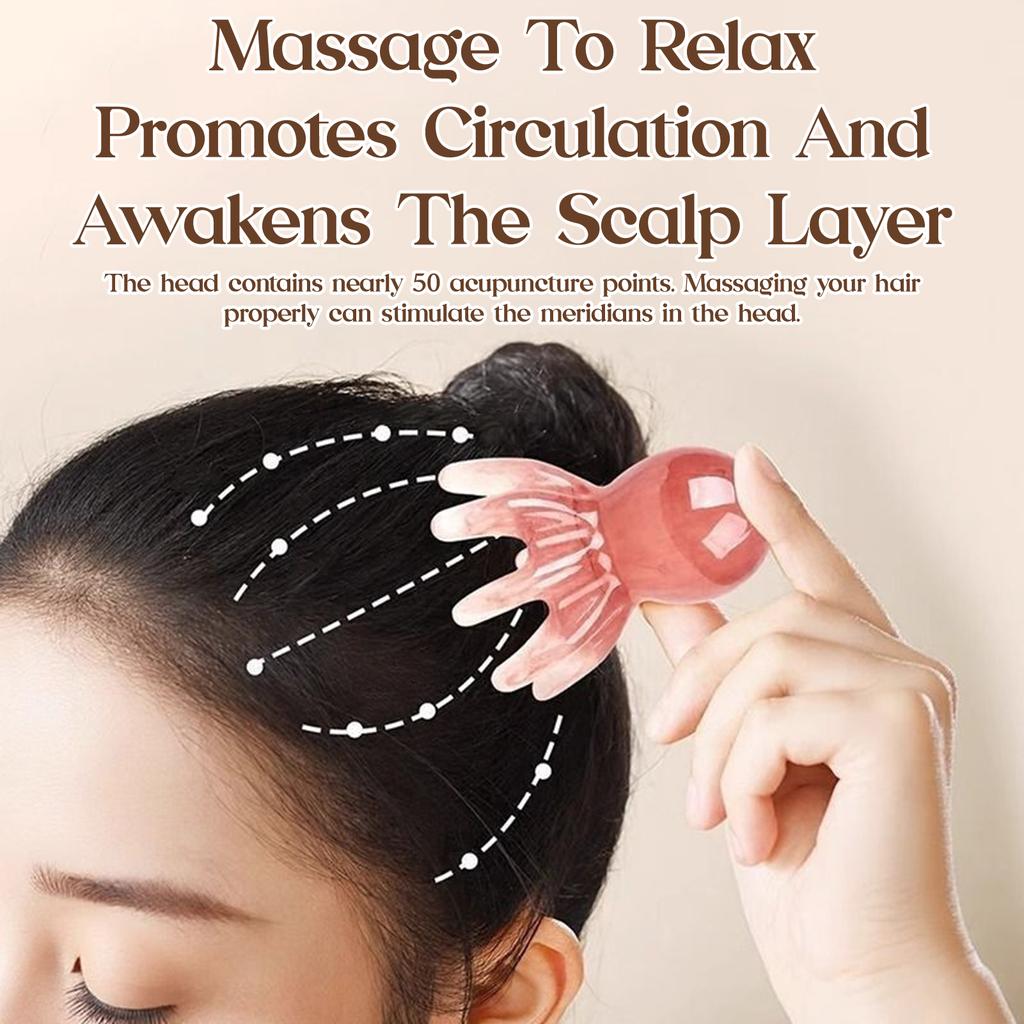 Octopus Head Massager Comb Head Meridian Manual Acupressure Tool Portable SPA Gua Sha Massage Comb