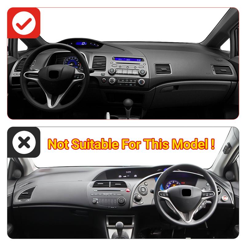 Auto-Armaturenbrettabdeckung für Honda Civic 8. Generation 2006 2007 2008 2009 2010 2011 Instrumententafel Sonnenschutzmatte Rutschfeste Unterlage Zubehör