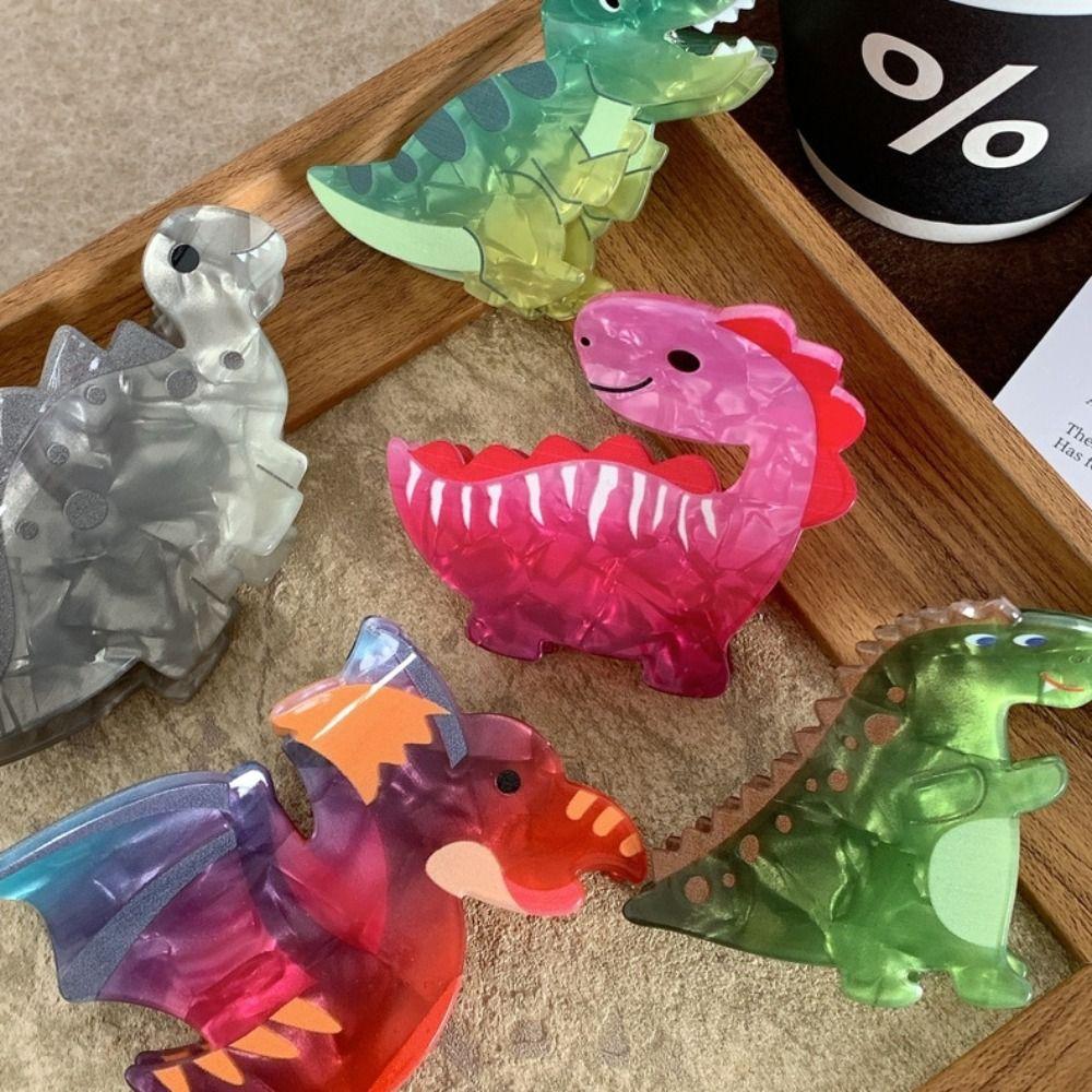 Stegosaur Acrylic Animal Shark Clip Pterosaur Cartoon Hair Clip Cute Dinosaur Hair Claw  Children