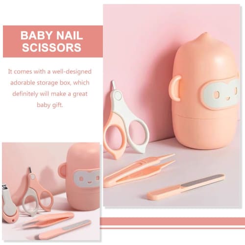 HOLIDYOYO Baby Nail Clipper Set, Pink, Compact and Lightweight, Made of ABS Stainless Steel, Anti-Cut Design, for Children's Nail Clippers, Nose and E