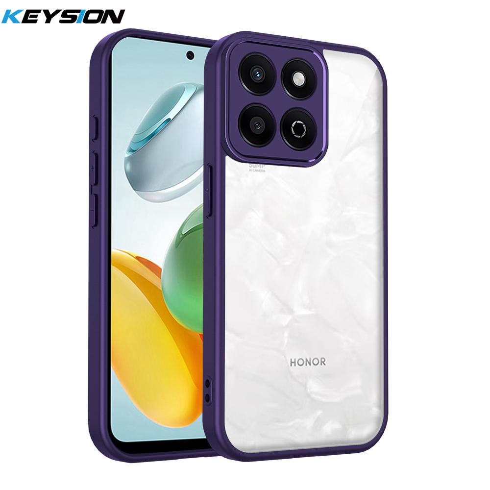 KEYSION Transparent Phone Case for HONOR X7d 5G Soft Silicone+PC Clear Shockproof Phone Back Cover for Huawei Honor 400 Smart 5G