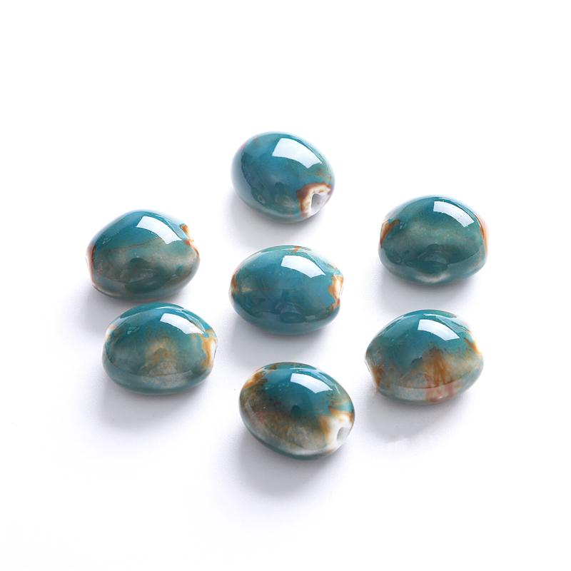 5 ks 21x18mm květinová glazura porcelánové korálky Široké fazolové keramické korálky pro výrobu šperků DIY kouzla Náramek Náhrdelník řemesla