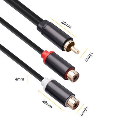 0,3 m RCA audio reproduktor Adaptér Y-rozdělovací kabel RCA 1 samec na 2 samice Stereo audio kabel zlatý
