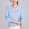 High-quality Half-open Mercerized Cotton Long-sleeved Women's Spring and Autumn Liquid Ammonia Slim-fitting Outer Wear Inner Bottoming Shirt Top