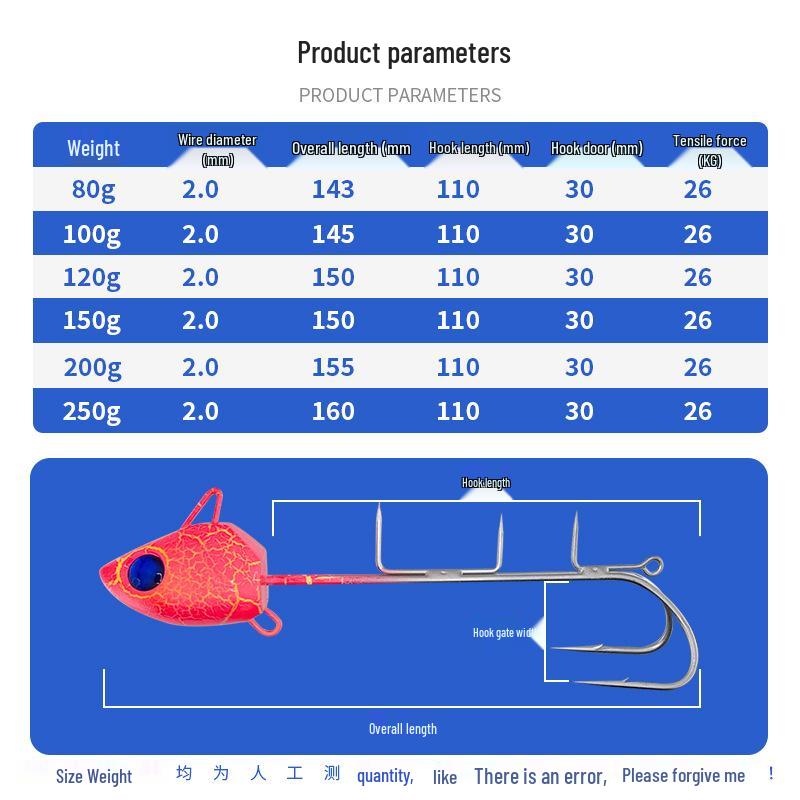Tianya Luminous Ribbonfish Double Hook Sea Fishing Rig - Deep Sea Special Lure with Iron Plate and Lead Head Hook