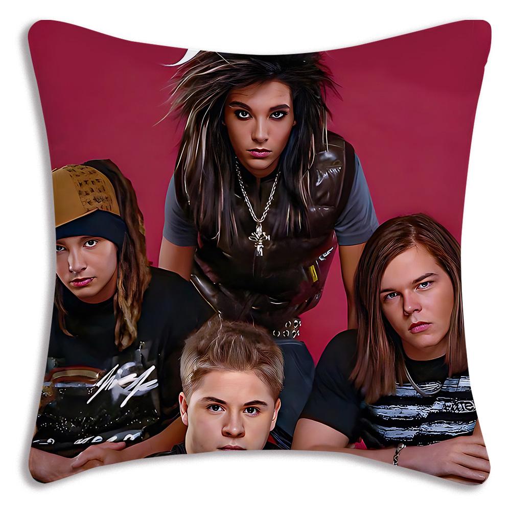 Hot Rock Band Tokios Hotels Pillow Covers Cartoon Sofa Decorative Home Double-Sided Printing Short Plush Cute Cushion Cover