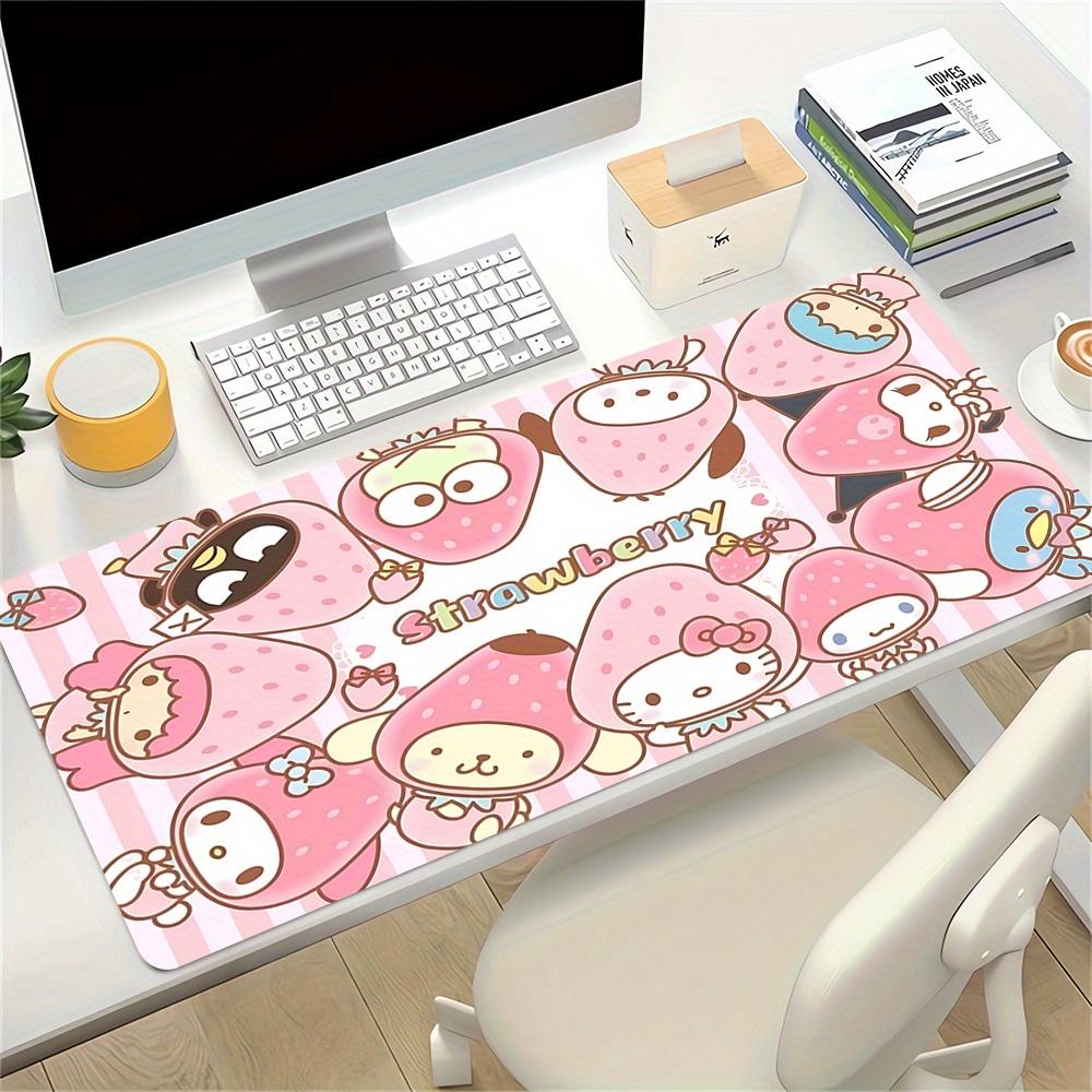 Strawberry Characters Themed XXL Mouse Pad - Non-slip Rubber Desk Mat for Gaming and Office Use, Multi-Function Keyboard  0826064a