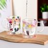 Export Double Cup Real Flower Dried Flower High Borosilicate Glass High Value Milk Cup Juice Cup Coffee Cup