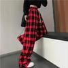 2026 Summer High-Waisted Plaid Loose Pants - Black and White