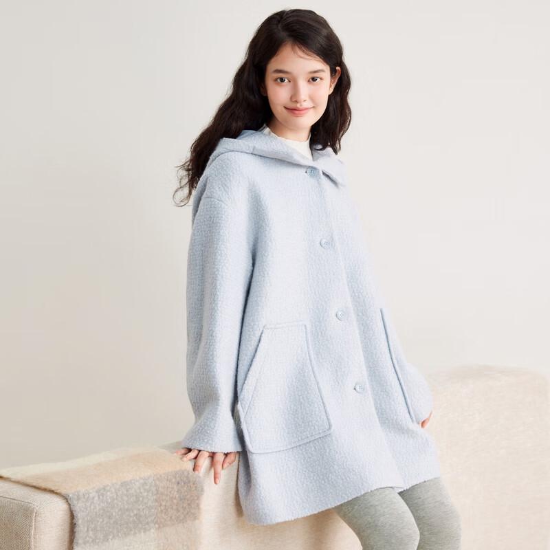 

LEDing Korean Style Hooded Dropped Shoulder Petite Coat XS