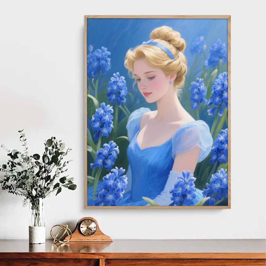 Diamond Mosaic Colorful Diamond Painting The Princess In The Flower Bed Full Round Embroidery Cartoon Creative Hobbies Wall Decor