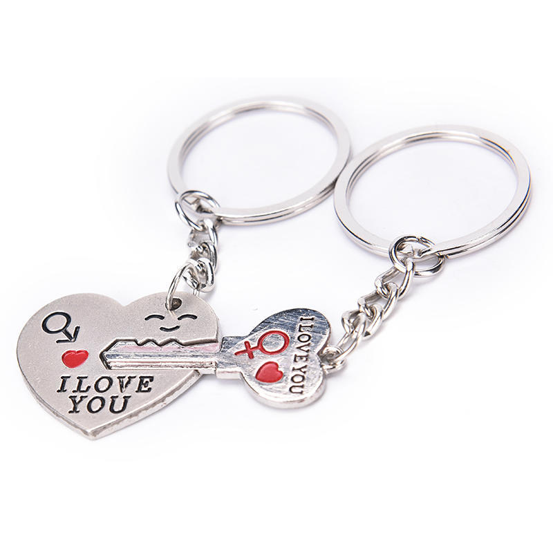 1 Pair I Love You Letter Keychain Heart Key Ring Souvenirs Valentine'S Day Gift