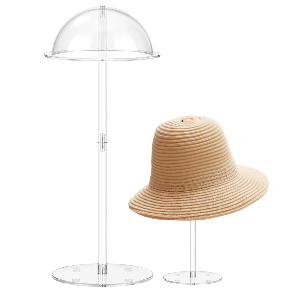 Clear Acrylic Hat Stand and Wig Holder Rack with Pedestal and Round Base Tabletop Organizer Storage Rack Baseball Display Case