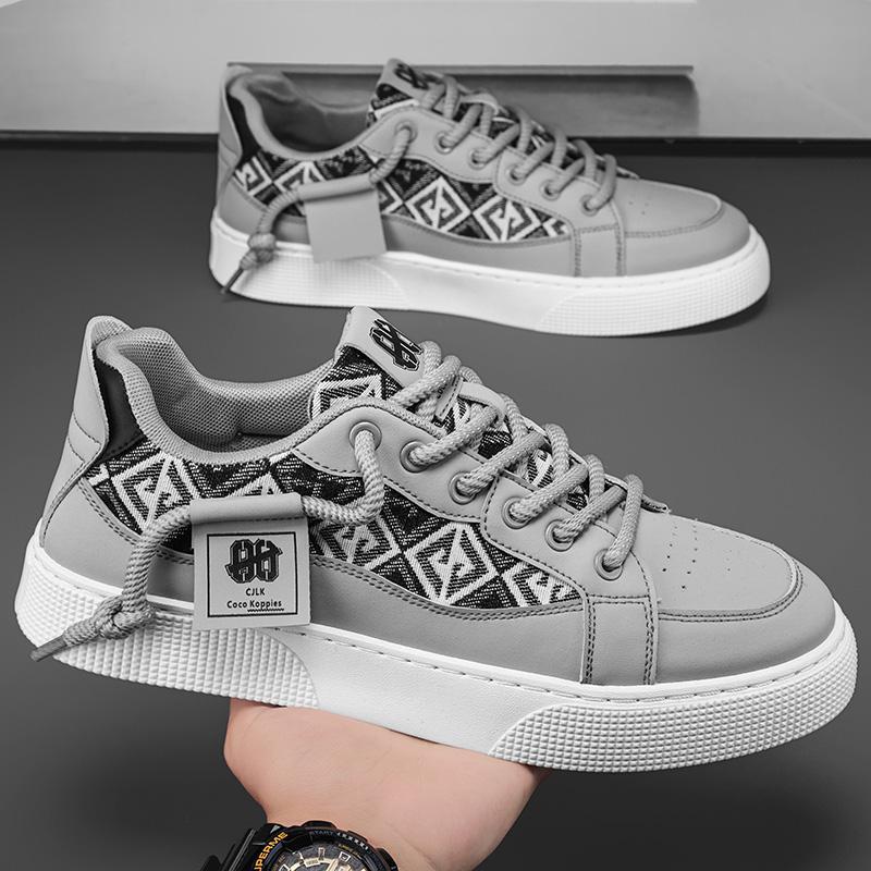 

ins boys shoes 2025 Korean version breathable sports skateboard shoes trendy boys platform casual stitching canvas shoes 44 сірий колір