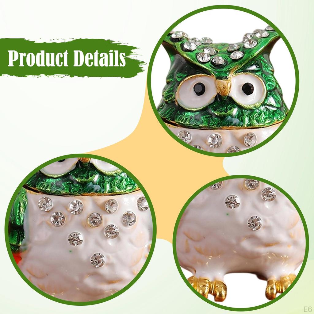 Jewelry Box Owl Trinket Holder Collectible Figurine Organizer for Bracelets Pendants