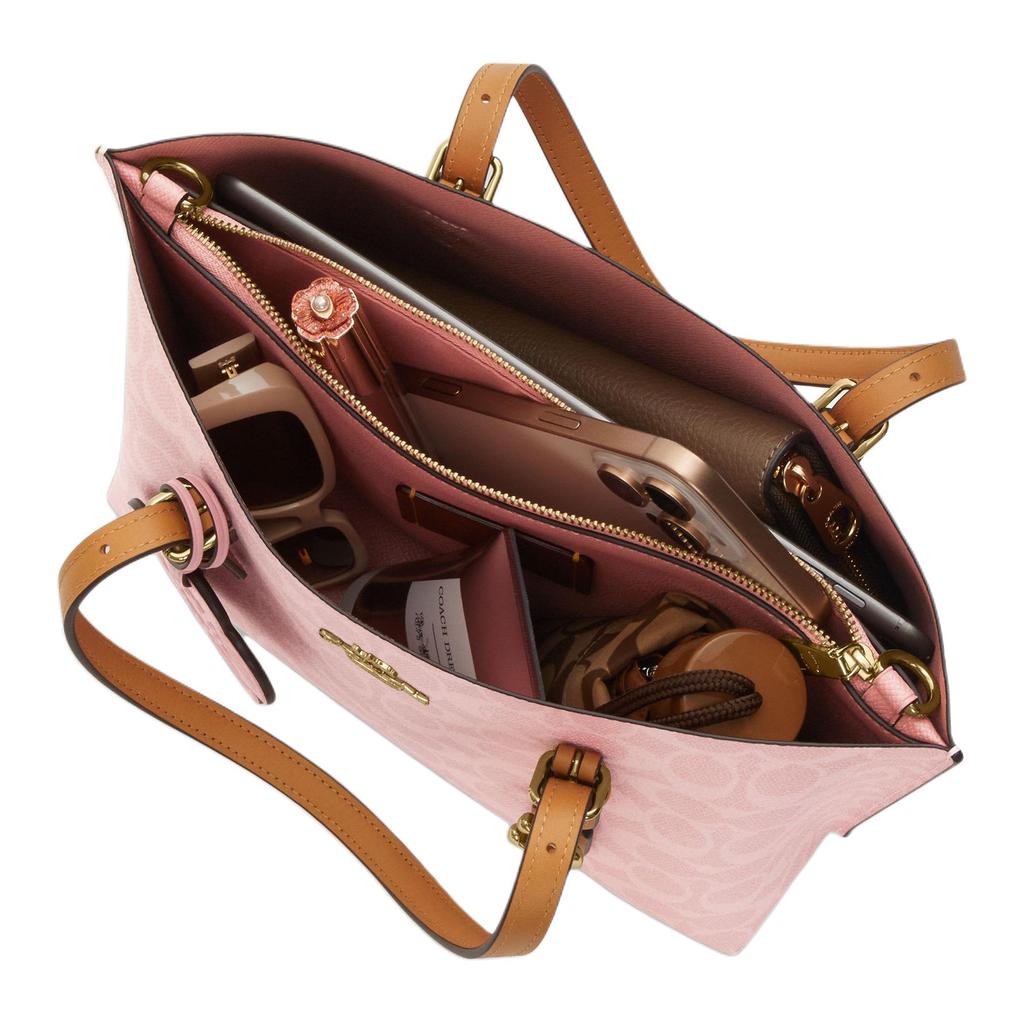 Coach Valentýnská limitovaná Mollie 25 Klasický monogram Odnímatelný přívěsek s květinou Taška Tote Bag Dámská taška Tote Bag Třešňově růžová CER24-IMPO