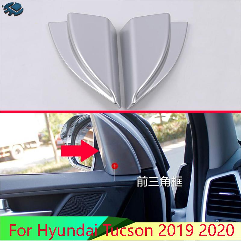For Hyundai Tucson Car Accessories ABS Chrome Interior Front Door Triangle Cover Trim A Pillar Trim Audio Frame