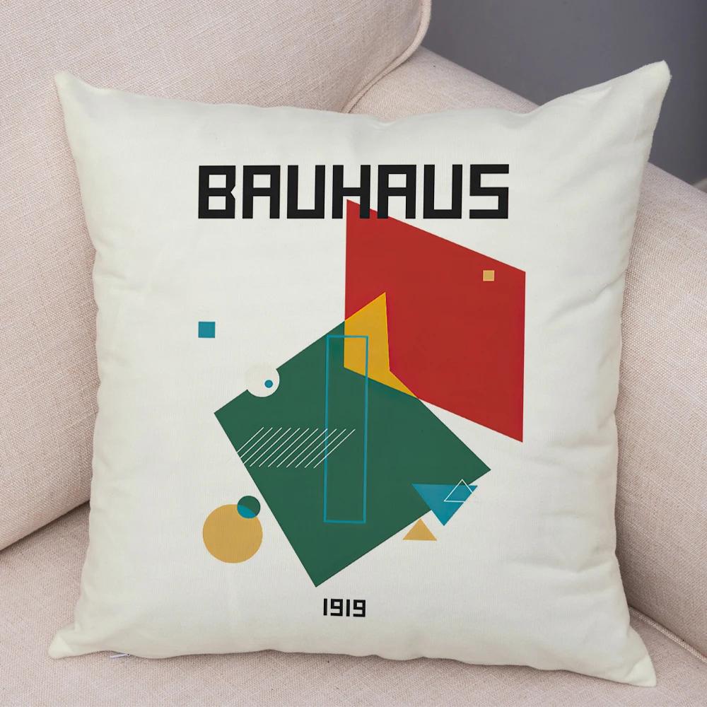 Nordic Minimalist Color Block Double Print Cushion Cover Decor Bauhaus Modern Pillowcase Soft Plush Throw Pillow Case For Sofa
