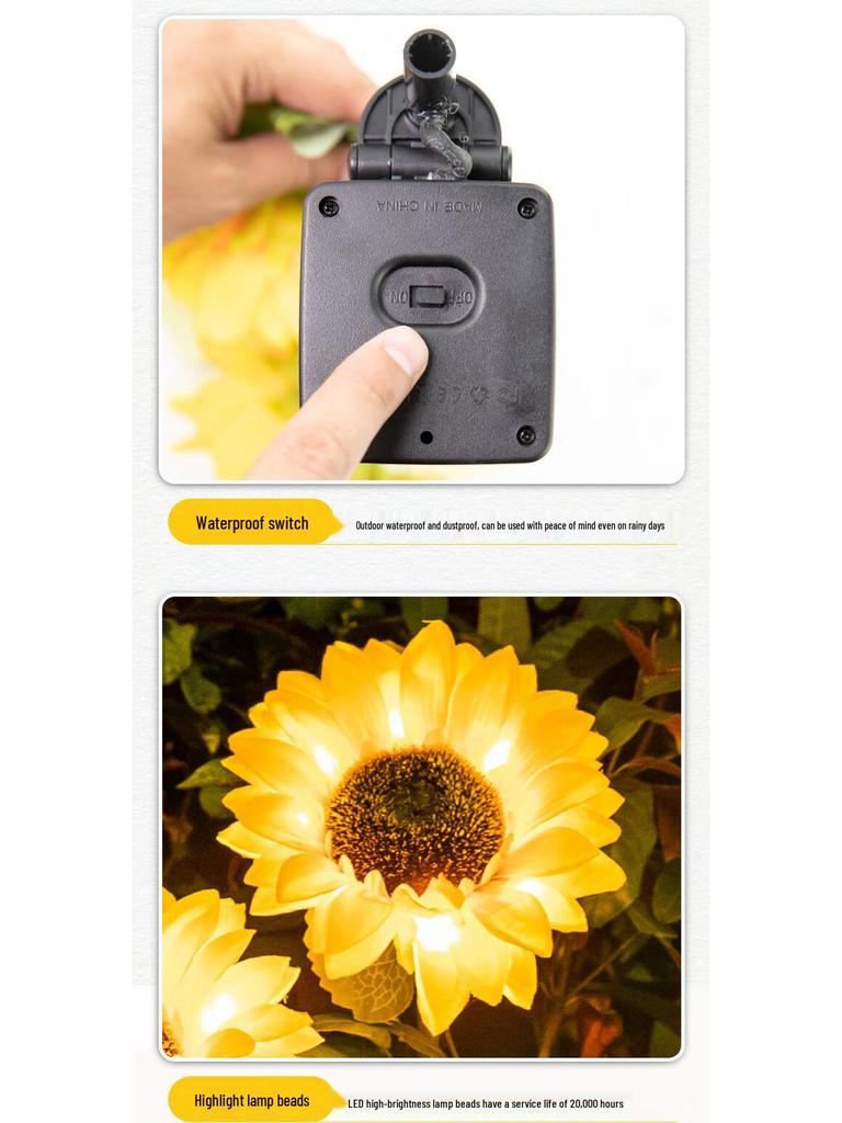 Sonnenblumen Solar-LED Hofblumenlicht - Wasserdichte Außenbeleuchtung für Garten und Rasen