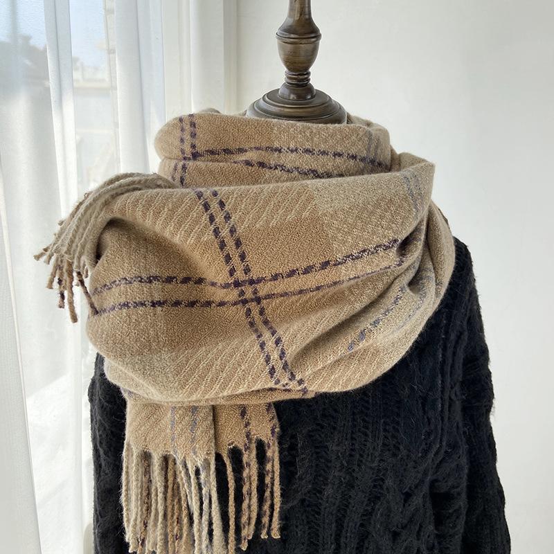 Autumn Winter Women Knitted Scarf Headscarf Lady Men Casual Preppy Plaid Tassel Scarve Mujer Male Foulard Wrap Shawl New Korean
