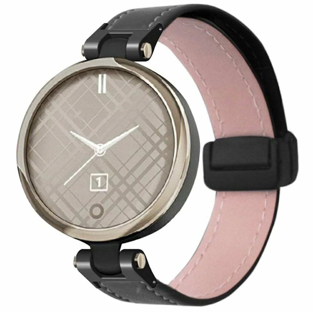 

For Garmin Lily Watch Strap PU Leather Wrist Band with Magnetic Buckle Black