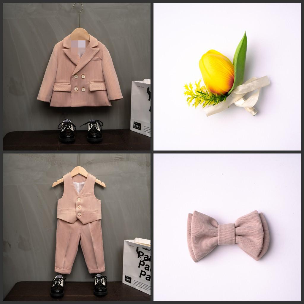 Traje de Florista Estilo Britânico Outono/Inverno para Bebês de 1 Ano - Roupa de Aniversário e Casamento