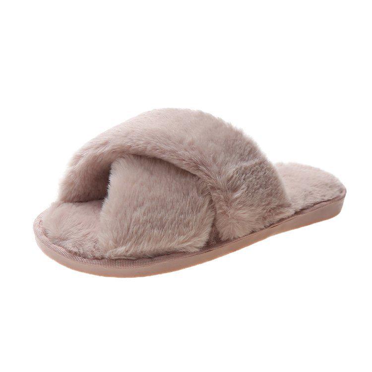Pantofole da donna in cotone peluche incrociate a punta aperta Autunno/Inverno 2022