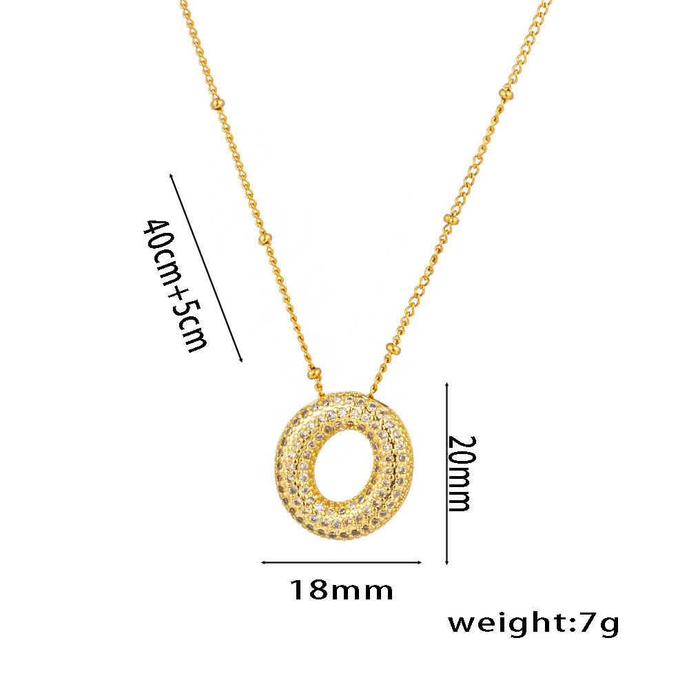 Fashion 26 Bubble Letter Initial Pendant18k Gold Plated Micropaved Full Zirconia Stone Chain Couple Necklace Women Jewelry