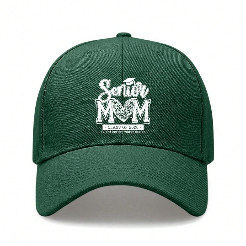 [Graduation Baseball Cap] Senior Mom Class Of 2026 Print Adjustable Breathable Lightweight  Polyester Sun Protection Curved Brim Baseball Hat -