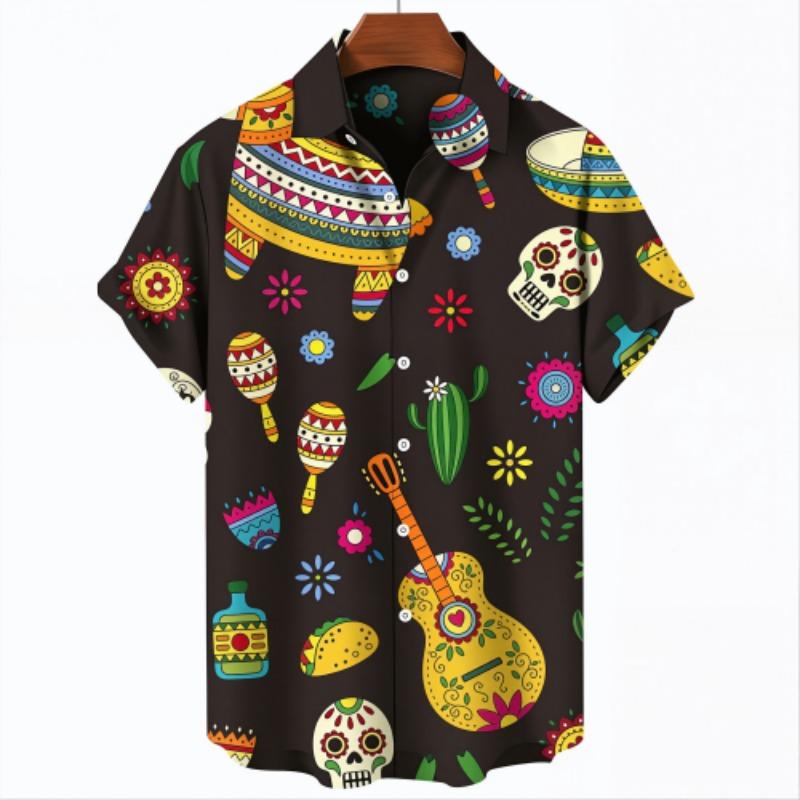 Fashion Vintage Men's Shirt Mexican Style 3D Print Clothing Summer Casual Hawaii Beach Harajuku Men's and Women's Fashion Holiday Shirt