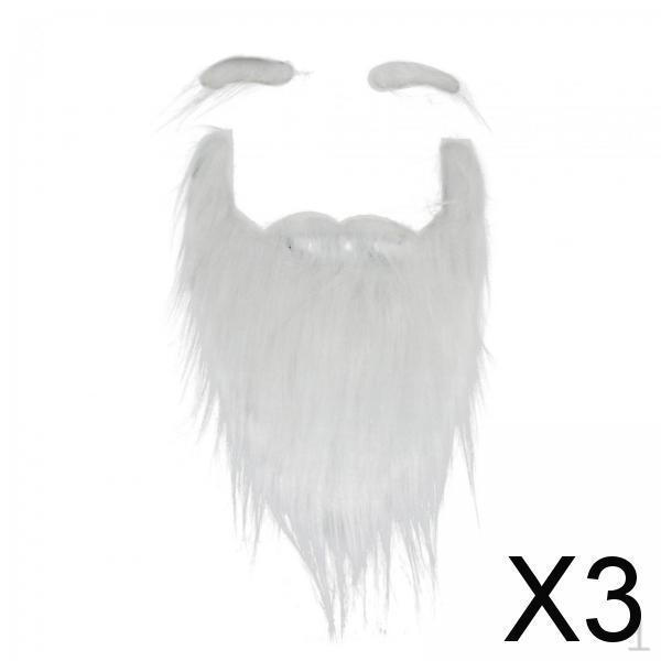 3x Santa Beard Fake with Eyebrows Novelty Facial Hair Xmas Claus for Adults Teens