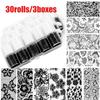 10/20/30Rolls 2.5cm Black White Lace Transfer Foil New Nail Art Sexy Full Wraps Flower Glue Adhesive DIY Manicure Styling Tools