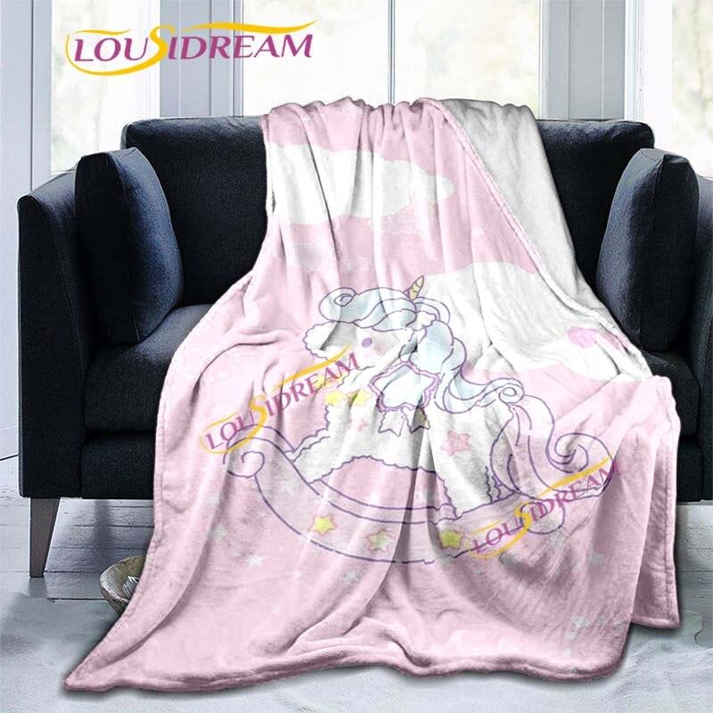 Cute Mermaid Cartoon Blankets Unicorn Blankets Starry Unicorn Flannel Blankets Throw Blankets for Couch Bed Sofa Girl Gifts Pink