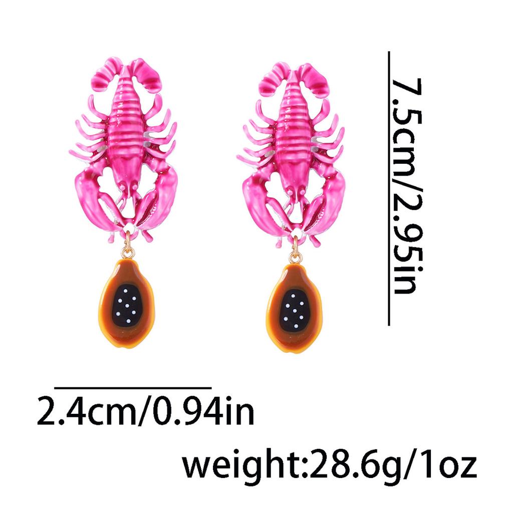 ZA Cross-border Light Luxury Premium Design Sense Ocean Leisure Wind Alloy Animal Lobster Pendant Women's Holiday Versatile Earrings