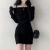 Knitted Long Skinny Shoulder Winter [RREMN] Dress, Sleeves, Fit, Mini, Lightweight, Off-Shoulder, Women's, Straps, Spring, Fall, (JP, Alphabet, L,