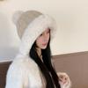Plush Hat Lady Winter Big Head Circumference Bucket Hat Warm Mongolian Hat Cute Hairball Hat