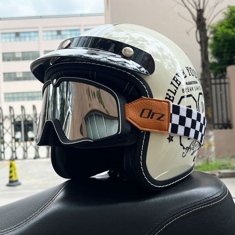Retro Motorcycle Helmet Men's and Women's Electric Vehicle Scooter 3/4 Half Helmet