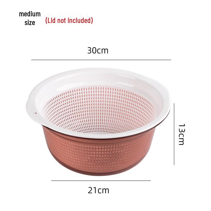 Large Kitchen Double-Layer Drain Basket with Lid for Fruit & Vegetable Washing and Storage
