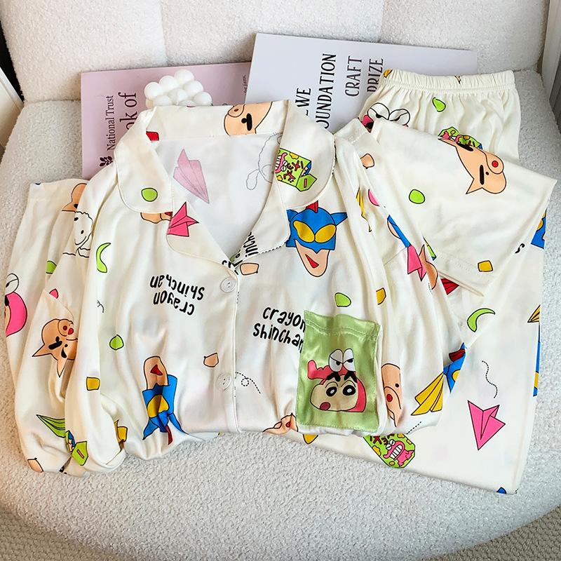 Weicher Niedlicher Schlafanzug Damen Frühling und Herbst Neu Loungewear Mädchen Niedlich Langarm Anzug Echte Aufnahme