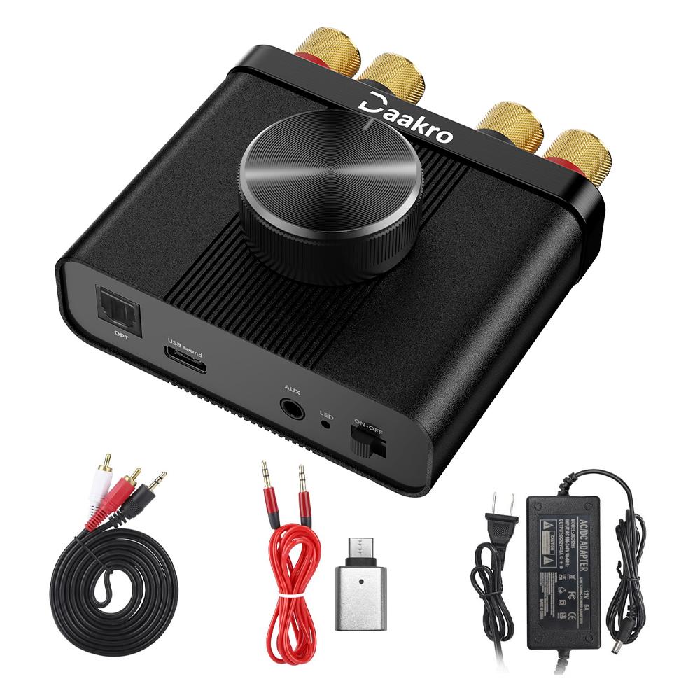 

Мини-усилитель Bluetooth 5.0 Hi-Fi стерео двухканальный домашний аудио чип TPA3116 поддержка AUX усилитель мощности 50+50 Вт США. Вилки