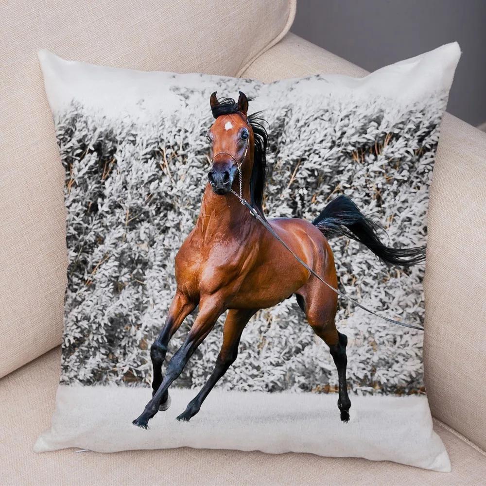 Wild Horse Cushion Cover Decor Animal Print Pillowcase  for Sofa Home Car Children Room Super Soft Plush Pillow Case 45x45cm