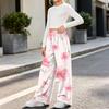Fashionable Girls' Flannel Warm Loose Printed Pants