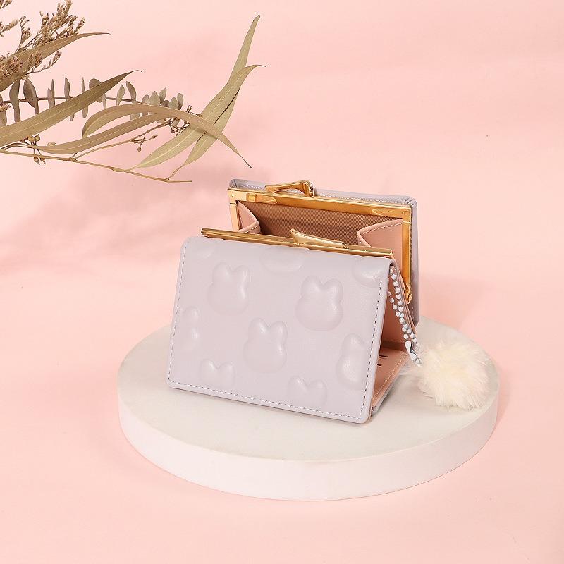 New small hairball women's change bag multi-functional clip bag student short wallet storage