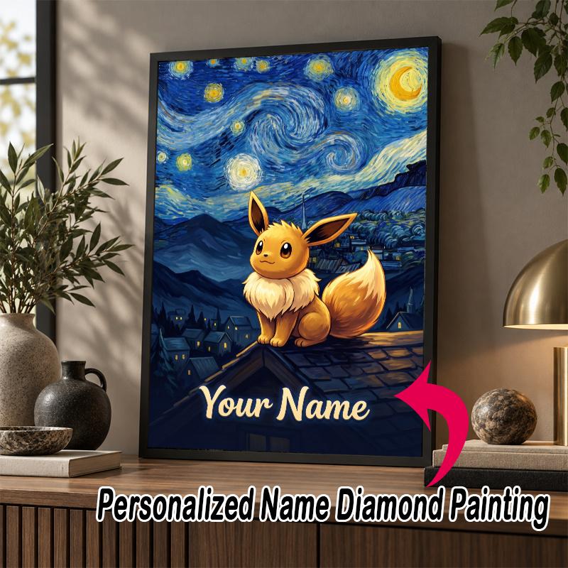 Personalized Eevee Diamond Art Custom Name 5D Diamond Painting Full Drill DIY Craft