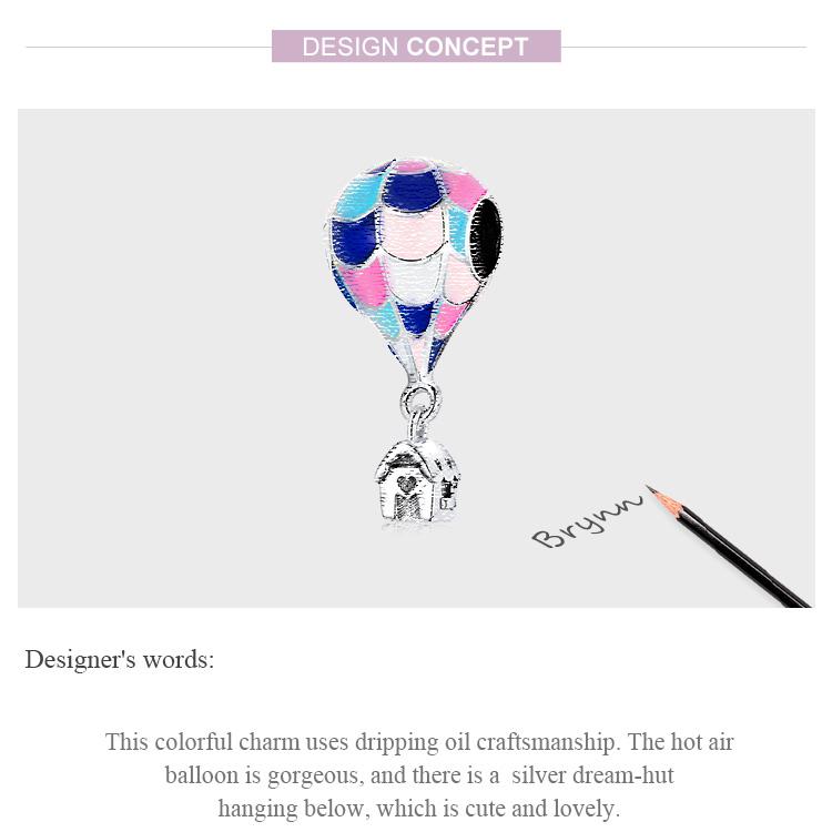 WOSTU 925 Sterling Silver Vinatge Hot Air Balloon Hut Charm Bead Pendant Fit Original Bracelet Necklace For Women Jewelry