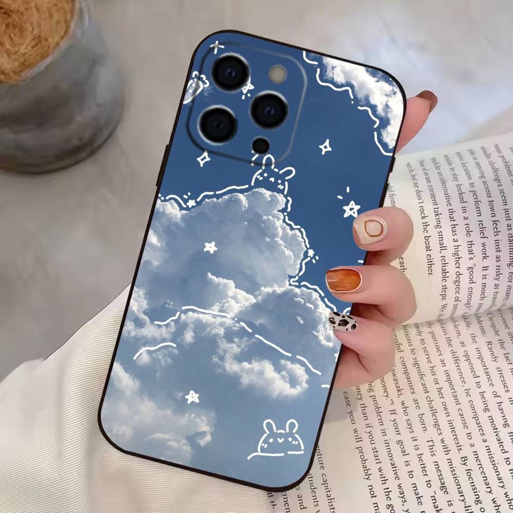 Simple Cloud Letters Pattern  Phone Case Silicone Soft For IPhone 17 16 15 14 13 12 11 X XR Plus Pro Max Plus