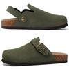 Fashion Shevalues Women Cow Suede Clogs With Adjustable Buckle Cork Leather Mules Comfortable Slip On Women Slippers Outdoor Cork Clogs