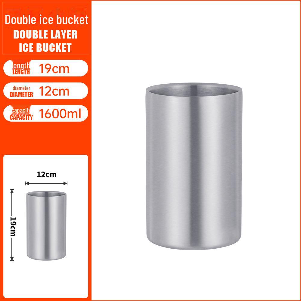 Bar KTV Double-Layer 1600ml Stainless Steel Portable Ice Bucket - Ideal for Outdoor and Commercial Use