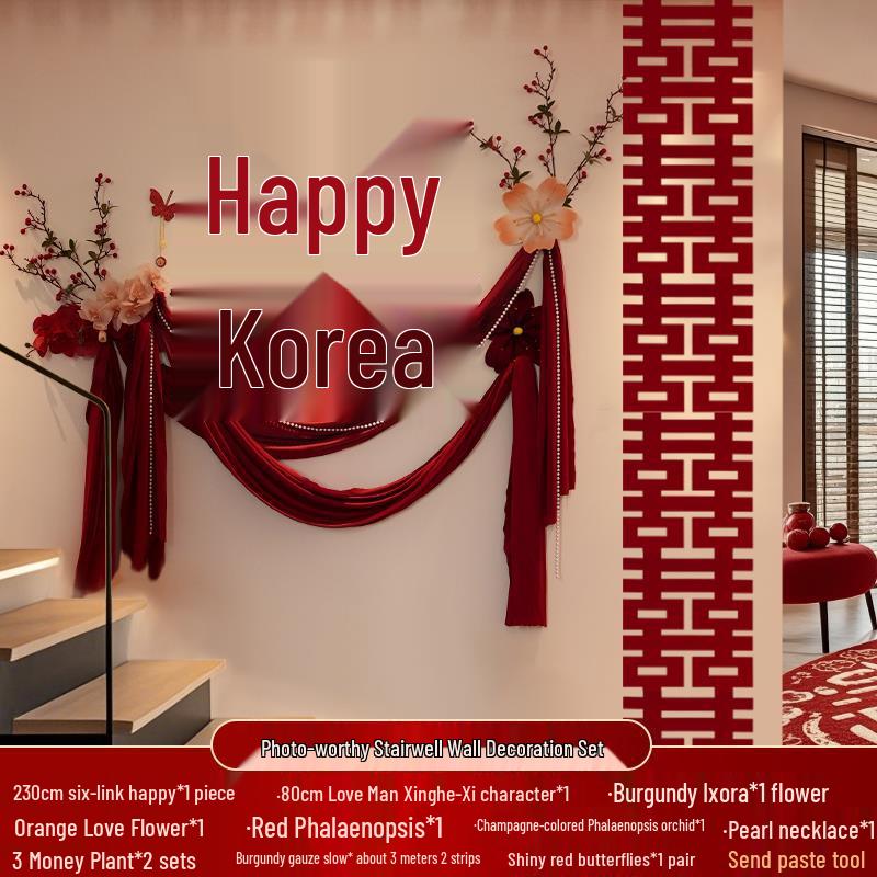 Conjunto de Decoração de Casamento: Decoração Lateral, Escadaria, Fundo de Parede, Quarto Lateral Masculino e Layout do Pátio